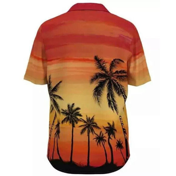 Hugo Boss men's Ellino Sunset Tropical short sleeve Shirt  - Large - retail $148 - Picture 5 of 6